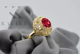 Žiedas Vintažinis stilius Rubinas 14k geltono aukso vrc059y